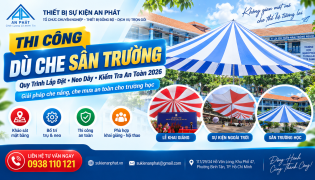 Thi Công Dù Che Sân Trường Thực Tế 2026 – Quy Trình Lắp Đặt, Neo Dây & Kiểm Tra An Toàn