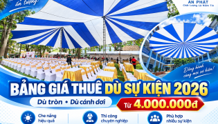Bảng Giá Thuê Dù Sự Kiện 2026: Dù Tròn, Dù Cánh Dơi
