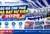 Báo Giá Cho Thuê Nhà Bạt Sự Kiện 2026 – Giá Theo m², Loại Bạt & Quy Mô 50–500 Khách