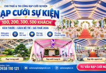 Rạp Cưới Sự Kiện 100, 200, 300, 500 Khách – Kích Thước, Cách Bố Trí & Giá Thuê 2026