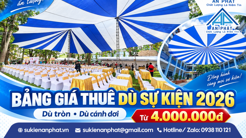 Bảng Giá Thuê Dù Sự Kiện 2026: Dù Tròn, Dù Cánh Dơi