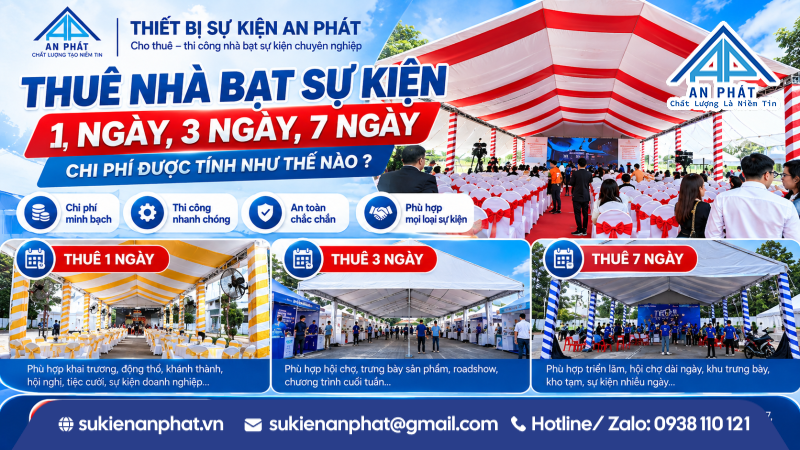 Thuê Nhà Bạt Sự Kiện 1 Ngày, 3 Ngày, 7 Ngày – Chi Phí Được Tính Như Thế Nào?