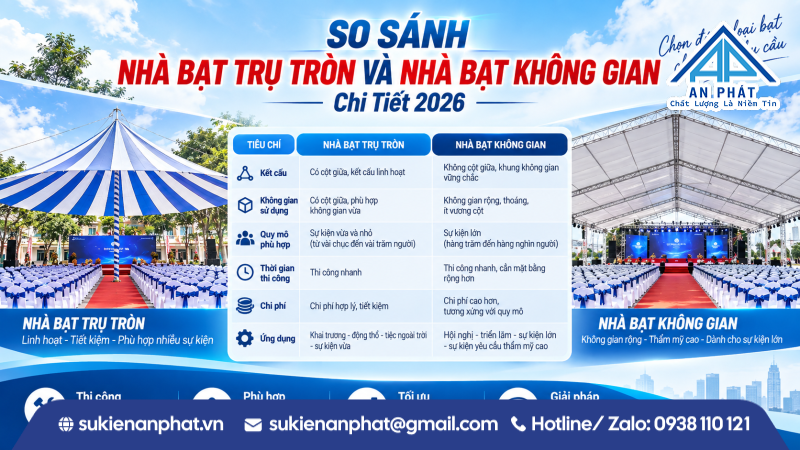 So Sánh Nhà Bạt Trụ Tròn Và Nhà Bạt Không Gian Chi Tiết 2026