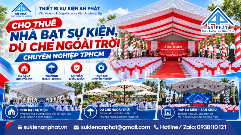Cho Thuê Nhà Bạt Sự Kiện, Dù Che Ngoài Trời Chuyên Nghiệp TPHCM